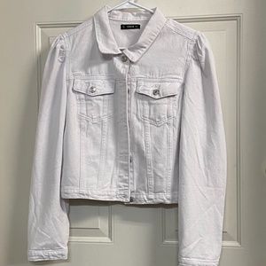 New Ladies Size L White Jean Jacket